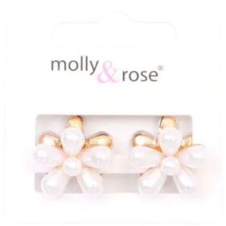Pearl Bead Flower Mini Hair Clamps