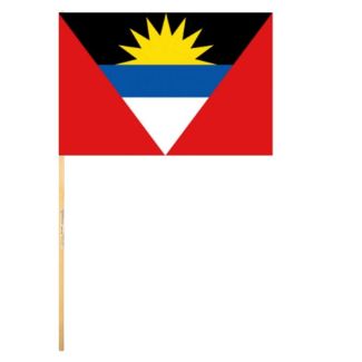Antigua and Barbuda Hand Flag With Wooden Stick - 18" x 12"