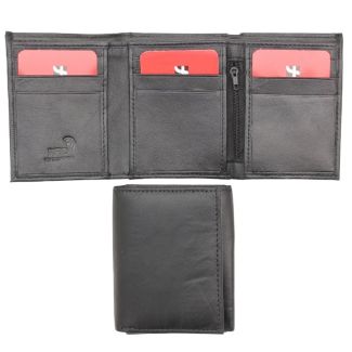 Wholesale Men's Tri-Fold RFID Leather Wallet - Black