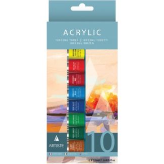 Artiste Acrylic Paint Tubes 12ml 10 Pack