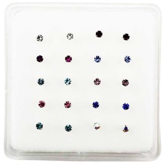 Wholesale Sterling Silver Round Claw Set Austrian Crystal Nose Pins 3mm - Assorted 