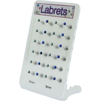 Assorted Labret Studs Dark Ocean Blue and Shiny Grey Finish - Assorted