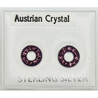 Austrian Crystal Circle Studs - Asst. Colours (8mm)