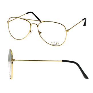 Aviator Glasses - Clear Lens (Gold Frame)