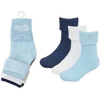 Baby Boys Plain Ankle Socks (3 Pack) - Assorted Colours 