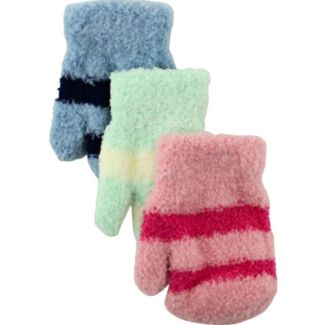 Babies Soft Touch Striped Mittens - Assorted 
