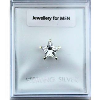 Sterling Silver Star Cubic Zirconia Ear Studs – Clear CZ (8mm)