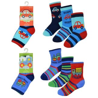 Baby Boy's Cars/Trucks Design Ankle Socks (3 Pack) - Assorted Sizes