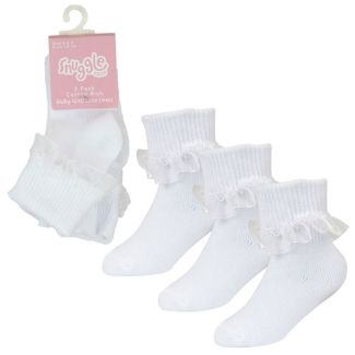 Baby Girl White Organza Lace Ankle Socks (3 Pack) - Asst. Sizes 