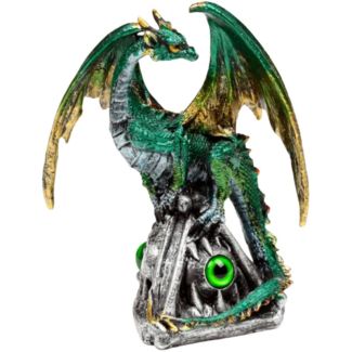 Emerald Eye Dragon Resin Ornament - Dark Fantasy Design (10.5cm)