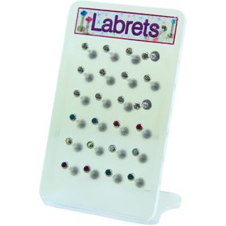 Ball Labret Studs with Coloured Shiny Stone Centre – Assorted
