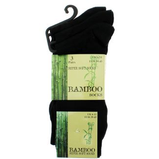 Bamboo Super Soft Plain Socks Size UK - 6-11 (Black)