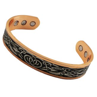 Magnetic Copper Bangle Silver Phoenix Design (L)