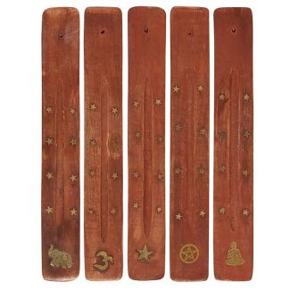 Basic Wooden Incense Holder With Inlay - Assorted