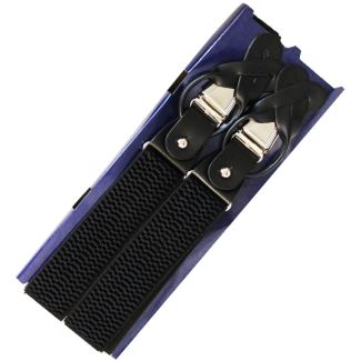 Basket Weave Black Buttoned Braces 35mm