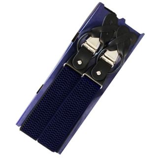 Basket Weave Navy Buttoned Braces 35mm