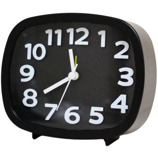 Bedside Quartz Rectangular Alarm Clock - Black (9.5 x 11.5 x 4 cm)