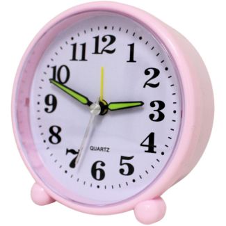 Bedside Quartz Alarm Clock - Pink (10 x 10 x 3.8 cm)