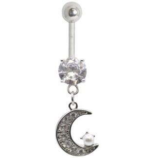 Belly Bar with a Moonlit Pearl - 10mm