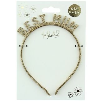 Best Mum Ever Glitter Headband - Gold  