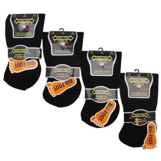 Men's Extra Wide Big Foot Socks (3 Pair Pack) - Black (11-14)