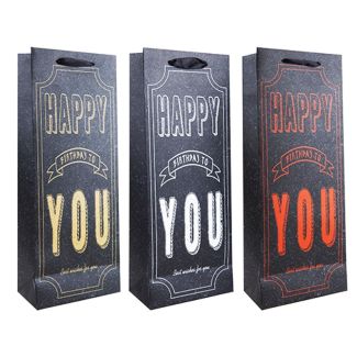 Wholesale Birthday Design Bottle Gift Bags - Assorted