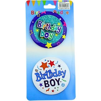 Birthday Boy Badge Star & Glitter Design (7.5cm)