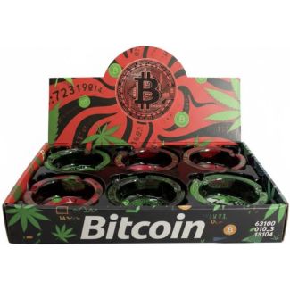 Bitcoin Leaf Design Round Glass Ashtray - Assorted (8.5x3.5cm) 