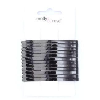Black 65mm Curved Hairslides - Card of 12