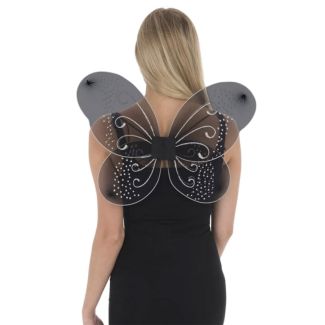 Black Fairy Wings With White Coloured Glitter Design