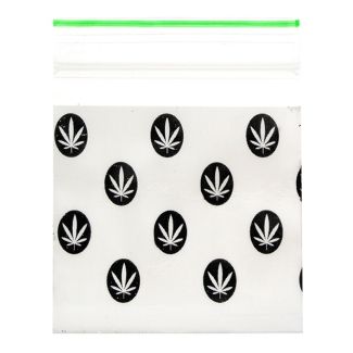 Wholesale Zipper Grip Seal Printed Resealable Bags - Black Multi-Leaf (50mmx50mm)