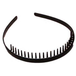 Black Plastic Toothed Aliceband-8mm