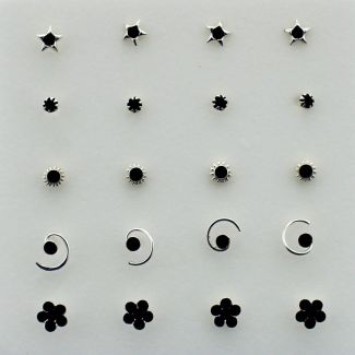 Black Sterling Silver Nose Pins - Asorted Designs