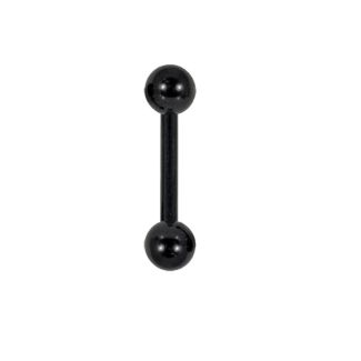 PVD Black Steel Straight Barbell - Black 