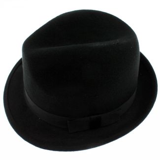 Wool Trilby With Small Side Bow - Black 