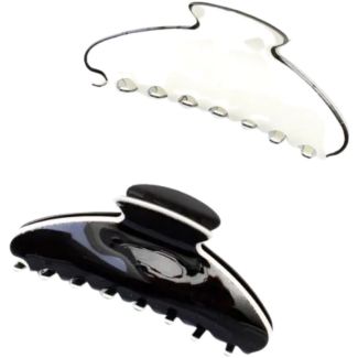 Black and Cream Contrast Trim Hair Clamp – 10cm