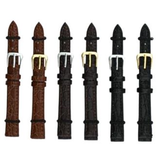 Black, Brown & Tan Crocodile Grain Leather Watch Straps - 12mm
