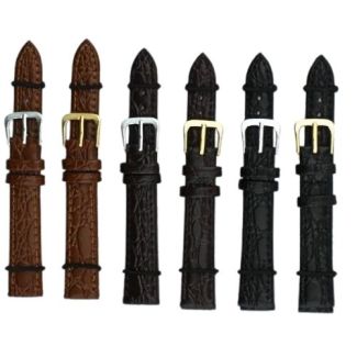 Black, Brown & Tan Crocodile Grain Leather Watch Straps - 14mm