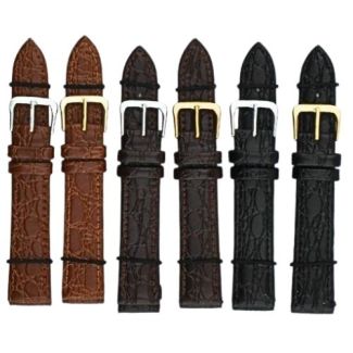 Black, Brown & Tan Crocodile Grain Leather Watch Straps - 18mm