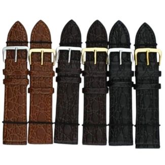 Allure Crocodile Grain Leather Watch Straps - Asst. - 22mm