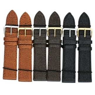 Black, Brown & Tan Lizard Grain Leather Watch Straps - Assorted - 22mm