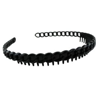 Black Chain Design Plastic Toothed Aliceband - 10mm