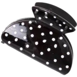 Black Clamp with Small White Polka Dots - 6cm