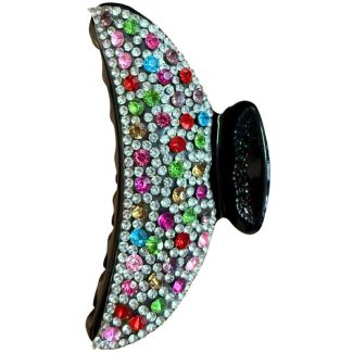 Black Clamps With Multi Colour Stones (8.5cm)