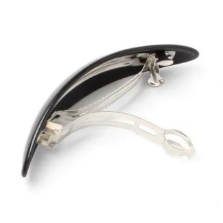 Black Curved Oval Barrette Clip -  9cm