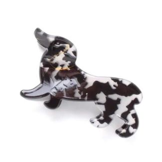 Black Dapple Dachshund Dog Shaped Hair Clamp (7.5cm)