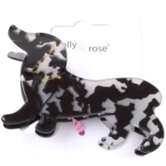 Black Dapple Dachshund Dog Shaped Hair Clamp (7.5cm)