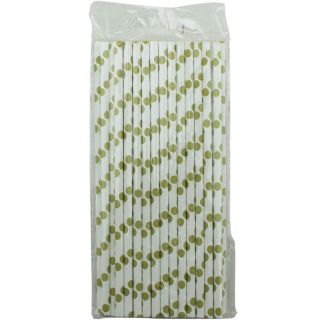 White Plastic Drinking Straws with Gold Swirl Design – Pack of 40 (20cm)