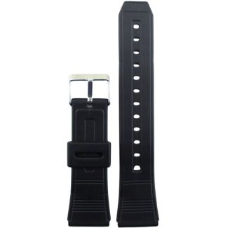 Black Divers Silicon Watch Strap with Silver Pin Buckle - 18mm
