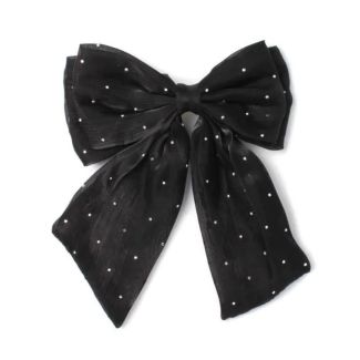 Black double Design bow barrette clip with tails (8cm)